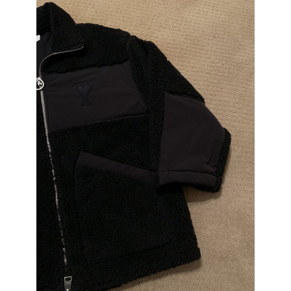 AMI Paris Alexandre Mattiussi Ami De Coeur Heart Fleece Jacket Black XXL - Picture 3 of 11